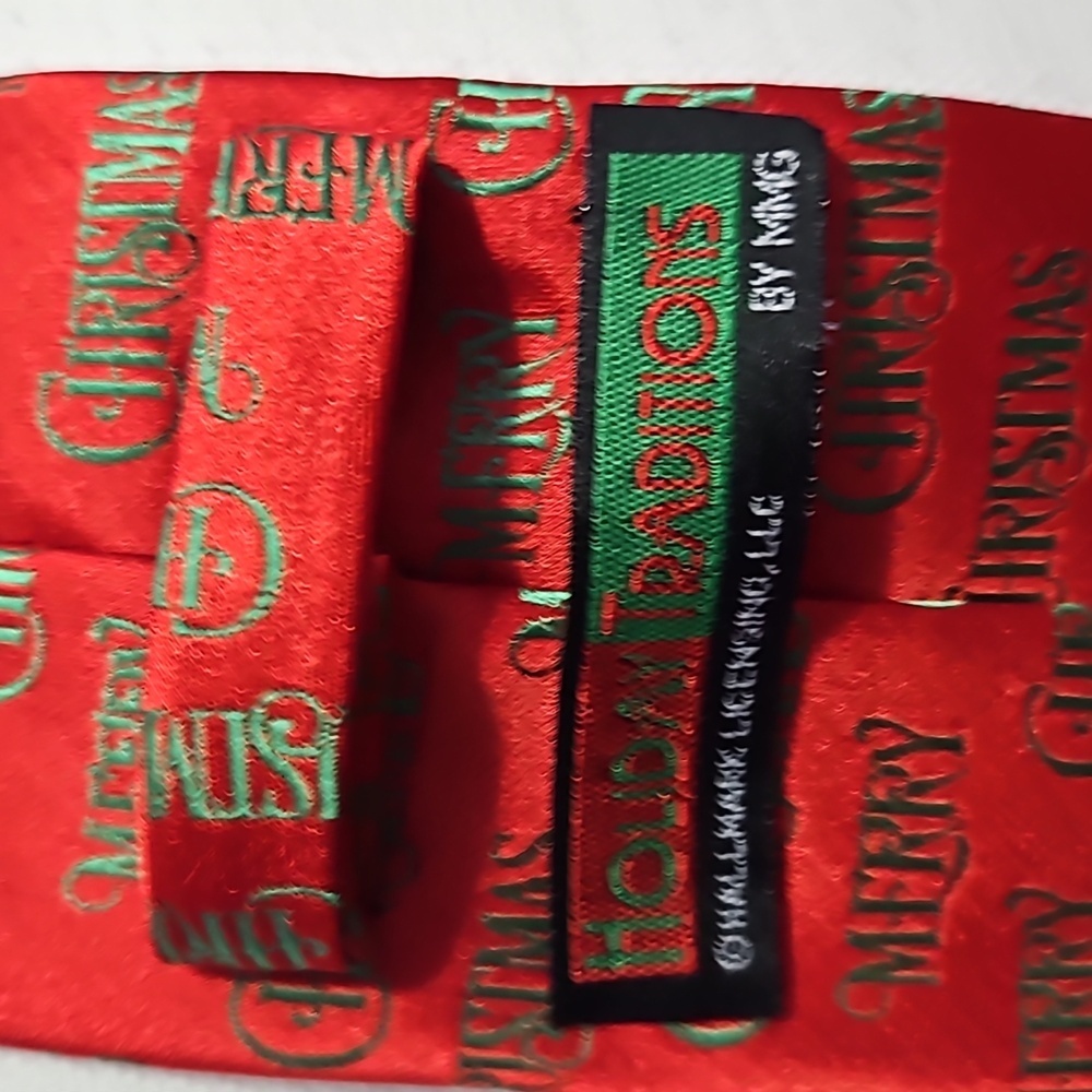 Hallmark Holiday Traditions Merry Christmas red tie silver star for dot on i - Picture 3 of 4